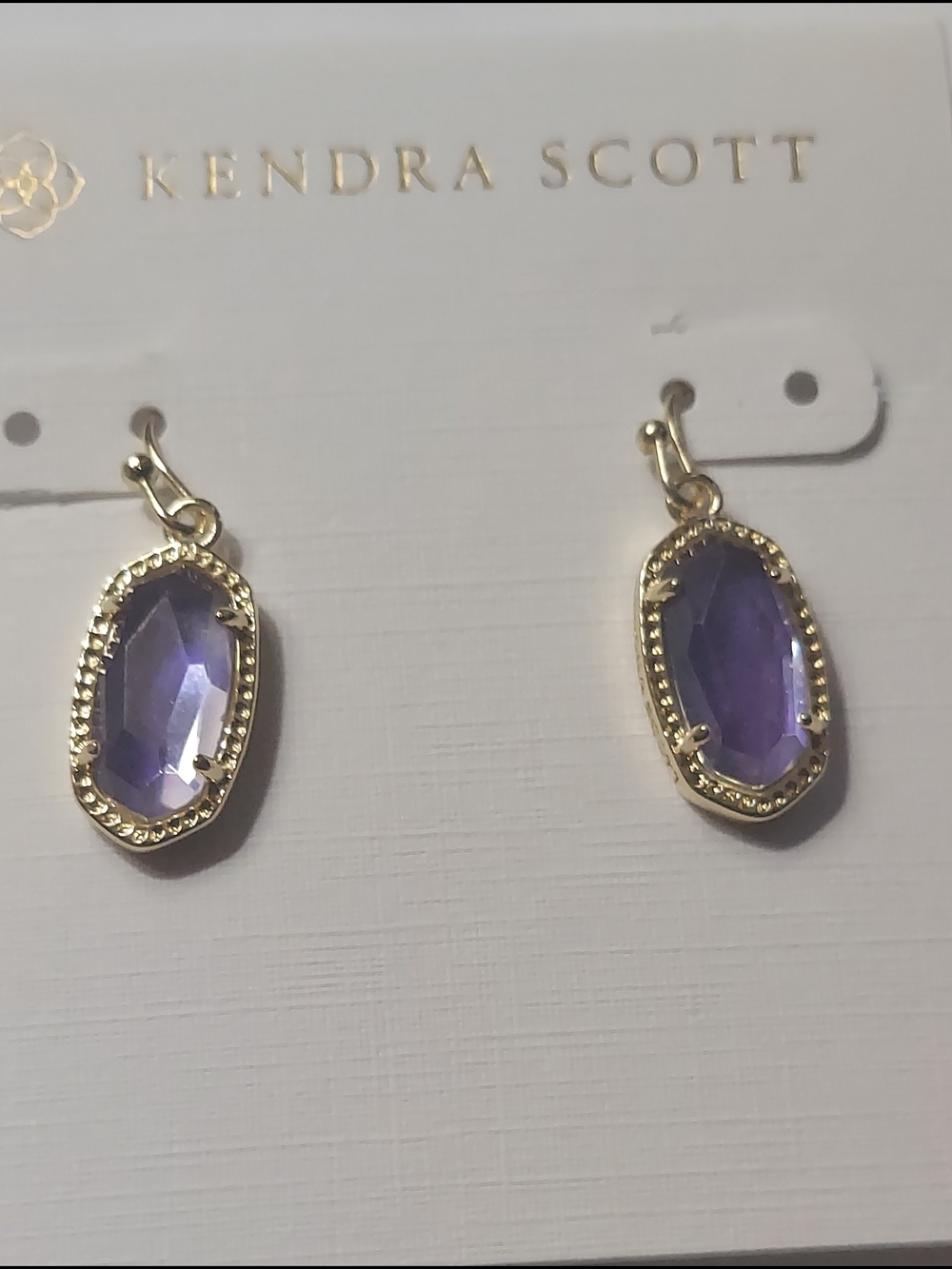 Kendra Scott Elle Gold Earrings with Purple Stone